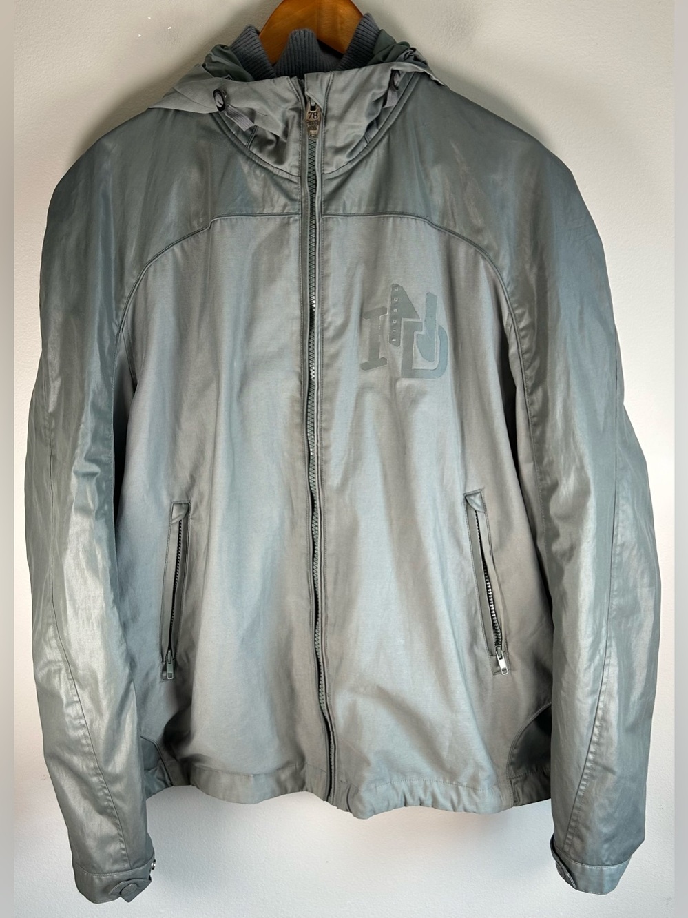 DIESEL Men’s Outdoor Jacket Coat XXL Gray Green Built in Hood Contrast Panels